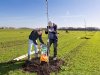Eerste van vele bomen de grond in bij Boerderij Het Lansingerland