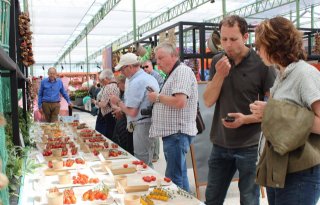Bezoekers aan Floriade beoordelen tomaten