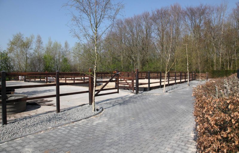 Nieuwe paddocks met erfverharding.
