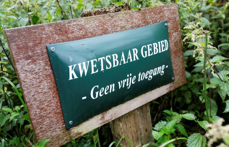 Een waarschuwing bij voedselbos Ketelbroek in Groesbeek.
