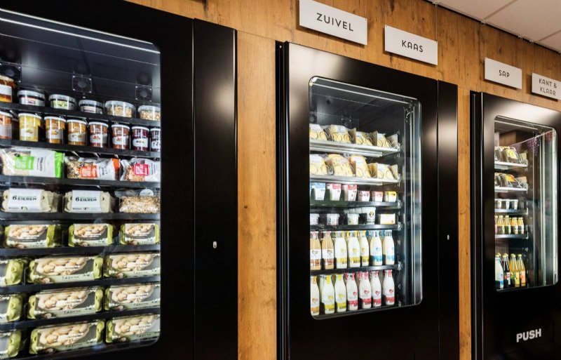 De producten in de automaten zijn overzichtelijk per productsoort gepresenteerd.