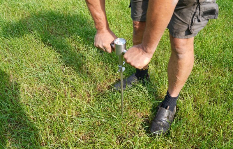 Om de verdichting van de bodem te controleren wordt een penetrometer in de grond geprikt