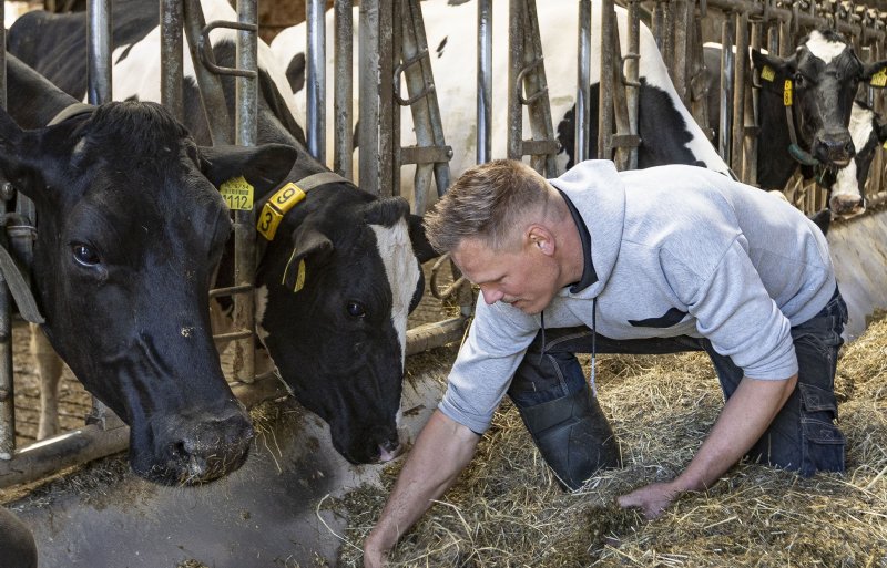 Rick Schooten controleert het kuilvoer.